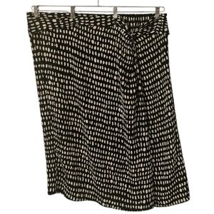 Black and White Penningtons Women's Twisted Waist Long Dot Slit Midi Skirt
